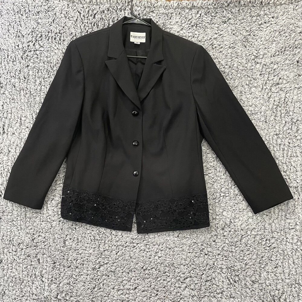 John Meyer of Norwich 2pc Skirt Suit Black Beaded Skirt Lined 8P Church Set